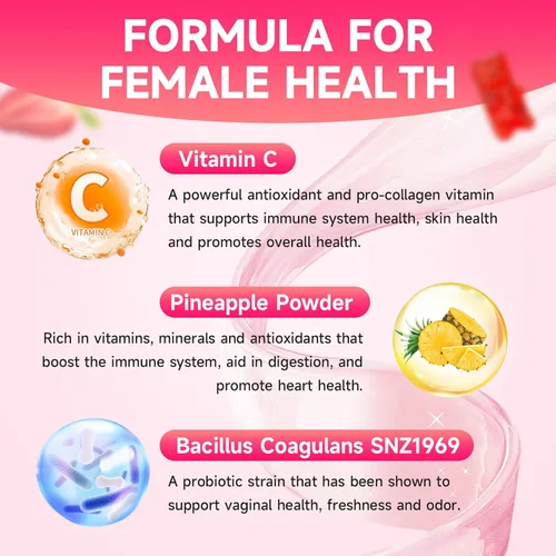 Miniatura 3 de Gomitas de equilibrio femenino para mujer, paquete de 2 gomitas premium de equilibrio femenino que apoyan el equilibrio del pH y la salud vaginal