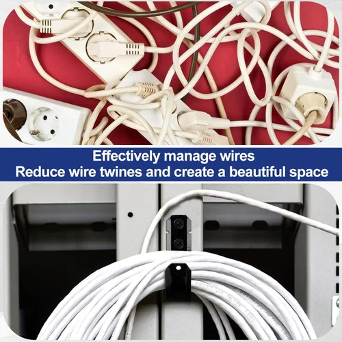 Miniatura 5 de Zonon 1 gancho en J de soporte de cable negro para colgar gancho en J de metal resistente para gestión de cables y cables, acero galvanizado