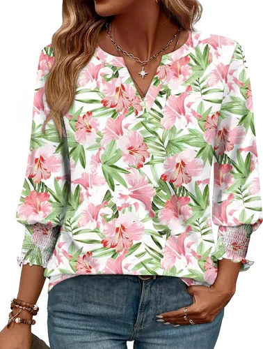 Miniatura 22 de WIHOLL 3/4 Length Sleeve Womens Tops Summer Shirts Spring Vacation Outfits Dressy Casual Trendy Fall S-3XL