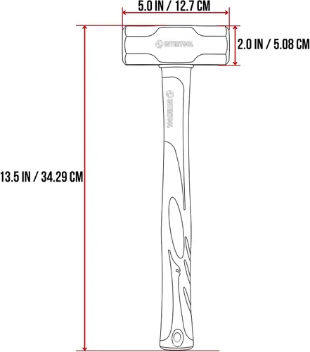 Miniatura 3 de INTERTOOL Mini martillo de trineo de 3 libras, martillo de perforación/grieta para babosas, martillo pequeño, resistente, con mango antideslizante