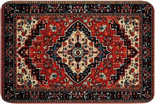 Miniatura 22 de Erosebridal Alfombras de baño vintage art decó, alfombra de baño antideslizante con medallón oriental rojo, 16 x 24 pulgadas, estilo bohemio, turco