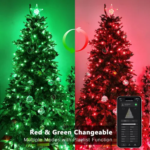 Miniatura 5 de Brizled - Luces de Navidad inteligentes, 66 pies / 20 metros, 200 luces LED que cambian de color para árbol de Navidad con control por aplicación