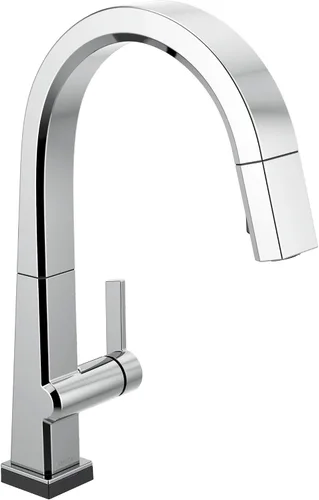 Miniatura 9 de Delta Grifo de cocina pivotal de níquel cepillado, grifos de cocina con rociador extraíble, grifo de fregadero de cocina, grifo para fregadero