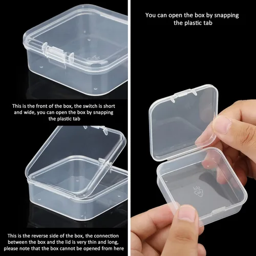 Miniatura 7 de SATINIOR 100 Piezas Cajas de Almacenamiento de Perlas de Plástico Transparente Cajas Pequeñas Claras con Tapa con Bisagras Estuche de Plástico