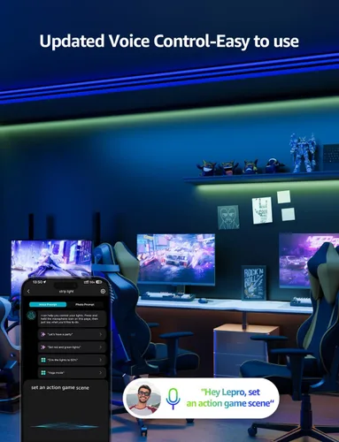 Miniatura 3 de Lepro SE1 AI - Tira de luces LED inteligentes – Tiras de luz RGB que cambian de color de 16.4 pies con control de aplicación, iluminación generada