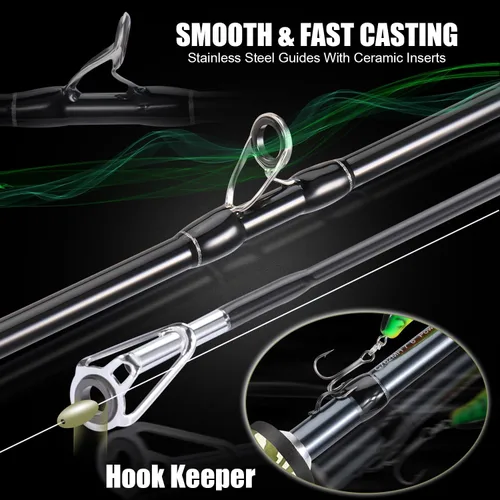 Miniatura 3 de Sougayilang Baitcaster Combo, Cañas de Pescar de Casting de Grafito de 2 Piezas 30Ton+24Ton, Mango SuperPolymer, Portacebo Estilo "S" con Carrete