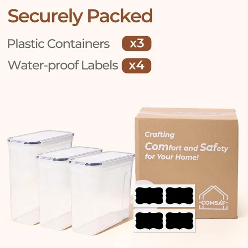 Miniatura 8 de ComSaf Juego de recipientes de cereales (6L/4 pulgadas x 2), recipientes herméticos para almacenamiento de alimentos para mascotas, dispensador