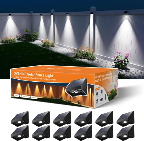 Miniatura 13 de Paquete de 16 luces solares para valla de montaje en pared para exteriores, decorativas, impermeables, para terraza, escaleras exteriores, jaula