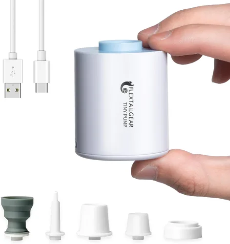 FLEXTAILGEAR Bomba de aire pequeña y portátil Bomba ultra-mini con batería de 1300mAh recargable por USB para inflar y desinflar flotadores de