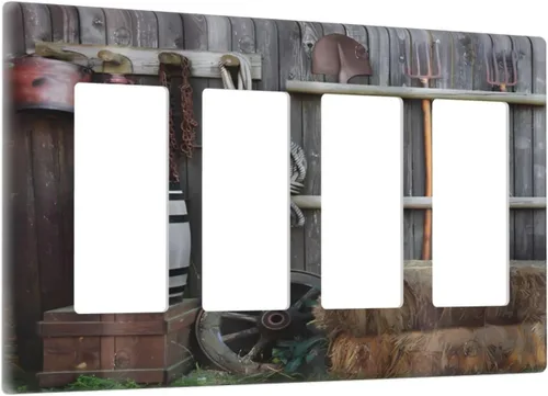 Miniatura 42 de Placa de pared decorativa con hojas de palmera tropicales de oro blanco, hoja de plátano, doble interruptor de luz de palanca decorativa, placa