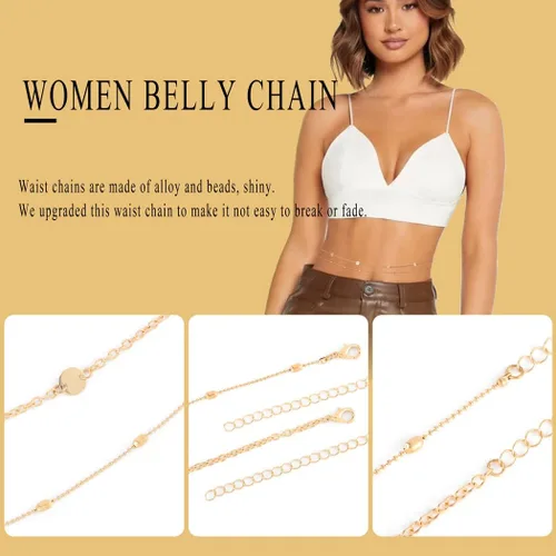 Miniatura 3 de Wriidy Cadena de cintura con cuentas y lentejuelas para el vientre en capas de cintura de playa, accesorios de joyería para mujeres y niñas