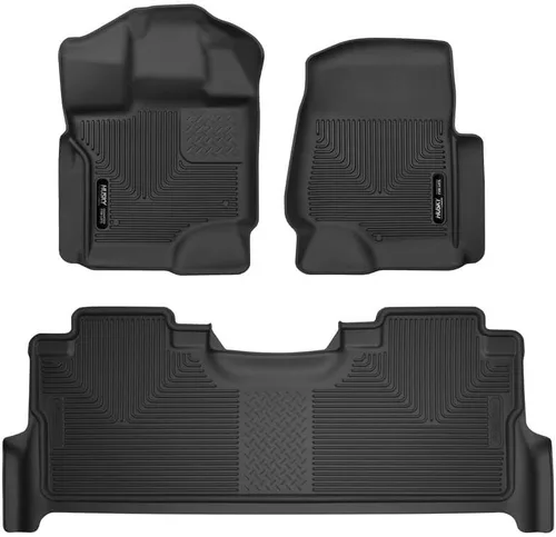 Husky Liners X-act Alfombrillas de contorno | Se adapta a Ford F-250/F-350/F-450 Crew CAB 2017-2026 solo con almacenamiento debajo del asiento,