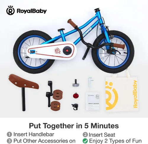 Miniatura 6 de RoyalBaby - Bicicleta para niños, Terra EZ, bicicleta convertible de equilibrio a pedal, 14, 16 y 18 pulgadas, fácil de aprender a equilibrar