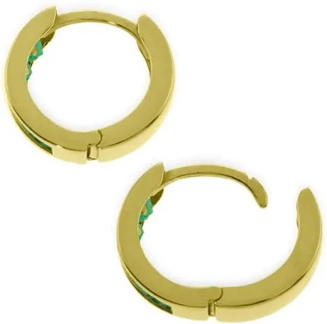 Miniatura 3 de Galaxy Gold GG Pendientes de aro de oro macizo de 14 quilates con esmeraldas