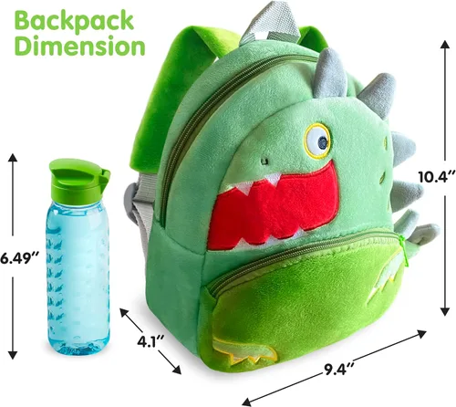 Miniatura 6 de Svitbag Mochila pequeña de dibujos animados de animales pequeños con correas ajustables para niños y niñas, Dinosaurio