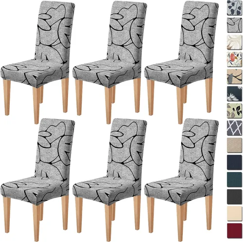 Miniatura 36 de Dioxide Fundas de Silla de Alto Estirar para Sillas de Comedor, Juego de Fundas de Silla de Comedor Lavables de 4, Fundas de Asiento de Silla