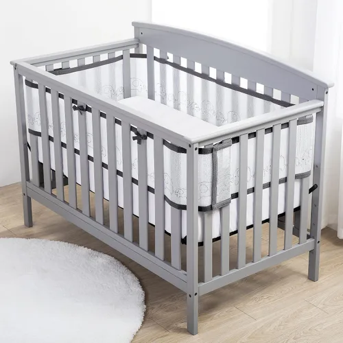 Miniatura 2 de BreathableBaby Forro transpirable de malla para cunas de tamaño completo, malla deluxe de 4mm, Elefantes (Tamaño 4FS cubre 3 o 4 lados)