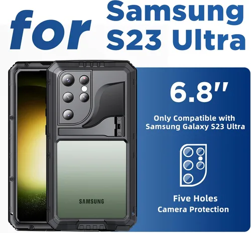 Miniatura 2 de Mitywah Funda impermeable para Samsung Galaxy S23 Ultra, funda de metal resistente, carcasa de cuerpo completo a prueba de golpes con protector