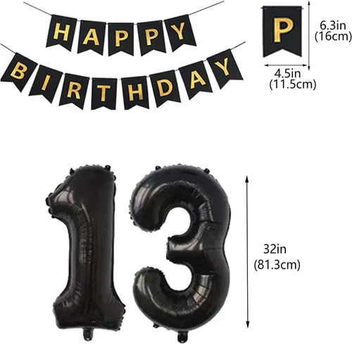 Miniatura 3 de Decoraciones oficiales de cumpleaños número 13 para adolescentes, globos de papel de aluminio con estrella del número 13, globos de confeti