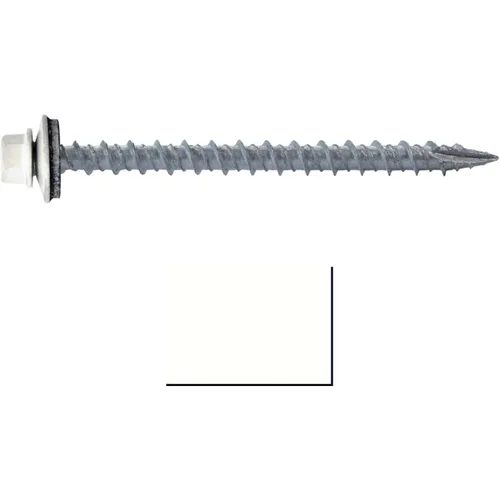 Miniatura 2 de 10 tornillos para techos de metal gris ABC de 2-1/2 pulgadas, cabezal de arandela hexagonal, arranque automático/roscado, arandela EPDM. 1 bolsa