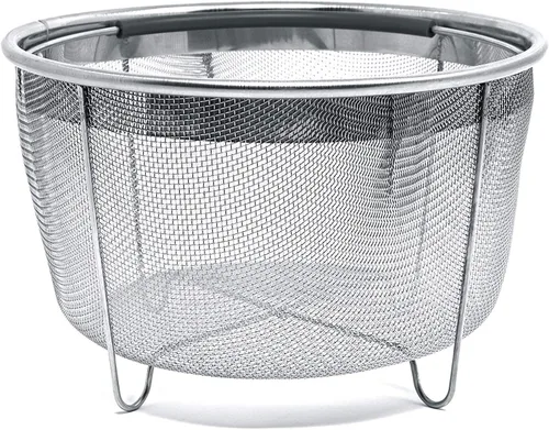 Cuisinox Cesta de vapor de acero inoxidable de 6 cuartos con mango de silicona y malla fina para blanquear y cocinar al vapor verduras, huevos,