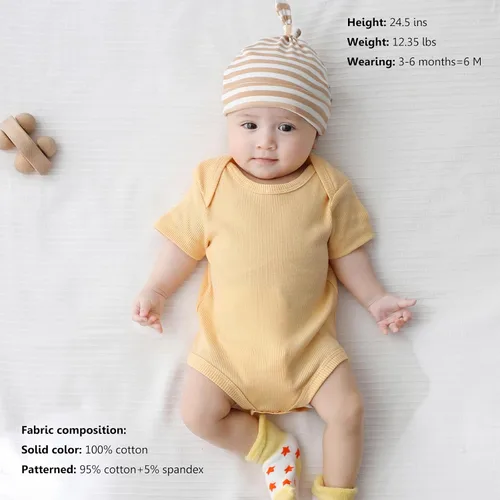 Miniatura 2 de Body de manga corta para bebé recién nacido, ropa de algodón de una pieza, 5 unidades, 0-12 meses