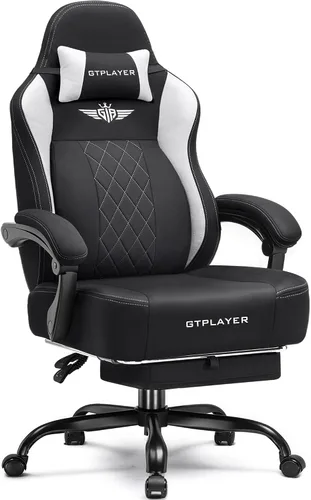 GTPLAYER Silla grande y alta para videojuegos, silla de computadora de tela transpirable con fuerte soporte lumbar, cómodas sillas de oficina con