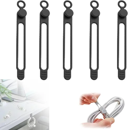Miniatura 8 de Bridas de silicona para cables, organizador de cables de silicona, organizador de cables reutilizable, organizador de cables multiusos para viajes