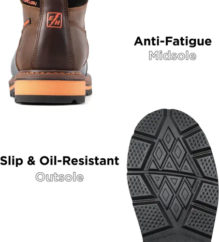 Miniatura 5 de SUREWAY Botas de trabajo GoodyearWelt resistentes al agua para hombre, 6 pulgadas, suaves, compuestas, resistentes al aceite/antideslizante, suela