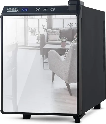 BLACK+DECKER Refrigerador de vino de 6 botellas, enfriador de vino con frente espejo, mini refrigerador de vino termoeléctrico, BD60316