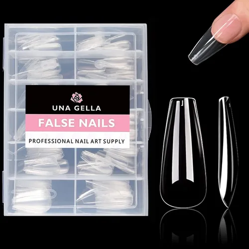 Miniatura 8 de UNA GELLA 504 puntas de uñas cortas de gel de almendra, 504 puntas de uñas cortas de almendra, 12 tamaños, uñas postizas de gel suave acrílico