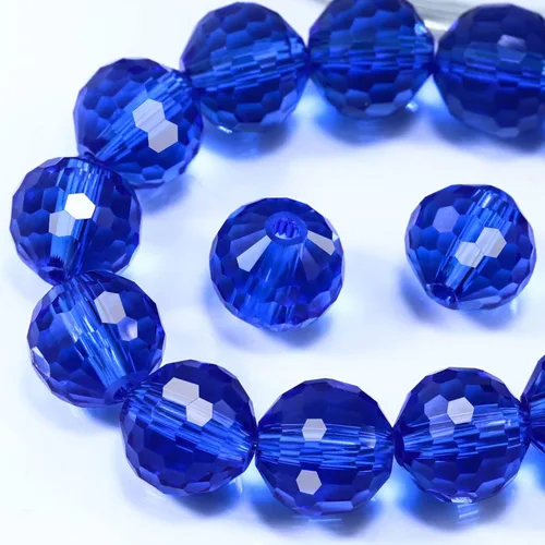 Miniatura 43 de Dowarm 150 PIEZAS Cuentas de cristal de vidrio redondas de 6 mm para hacer joyas, cuentas facetadas de cristal rondelle espaciadoras de color azul