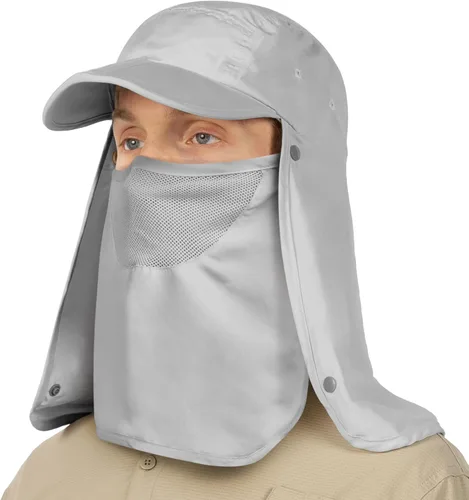 Miniatura 13 de SUN CUBE Sombrero de sol de pesca con solapa para el cuello y cubierta facial, UPF50+ gorra de protección UV de ala ancha para hombres y mujeres