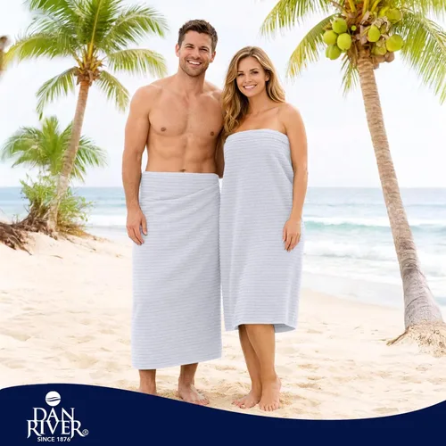Miniatura 55 de DAN RIVER Paquete de 2 sábanas de baño de 35x70 pulgadas, sábanas de baño jumbo acanaladas para adultos, toallas grandes gruesas y absorbentes