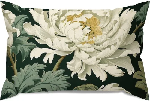 Miniatura 56 de ArogGeld Funda de almohada blanca con flores chinoiserie, funda de almohada para sofá, diseño floral verde y blanco, funda de almohada de lino A-12