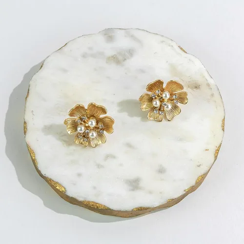 Miniatura 3 de Laura Ashley Joyas para mujer Pendientes florales de oro con flores grandes con cristal