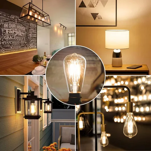Miniatura 7 de Bombillas LED Edison vintage equivalentes a 60 W, regulables, 7 W, ST58, bombillas de filamento LED blanco cálido 3000 K, iluminación