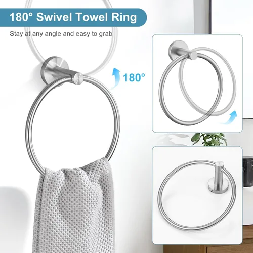 Miniatura 5 de TQKAG Juego de Accesorios de Ferretería de Baño de Níquel Cepillado - Juego de 10 Piezas Premium de Acero Inoxidable SUS304 con Barras Portatollas