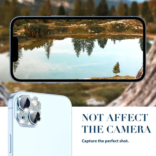 Miniatura 5 de Goton Compatible con iPhone 15 Plus – 15 protector de lente de cámara, cubierta de metal con purpurina brillante, accesorios protectores de pantalla