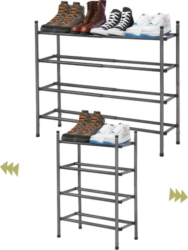 Miniatura 8 de Zapatero, organizador de almacenamiento de zapatos expandible para armario, zapatero de metal de 3 niveles para entrada, estante pequeño ajustable