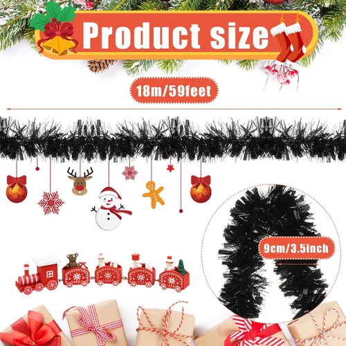 Miniatura 2 de Dingion - Guirnaldas de oropel de Navidad de 59 pies, guirnalda metálica con torsión colgante, adornos para árbol de Navidad, suministros