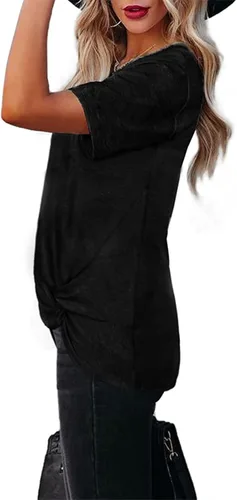 Miniatura 6 de Blusas Manga Corta para mujer, camisetas lisas con cuello Redondo Camiseta Moda Verano 2023, ropa Playa holgada para mujer