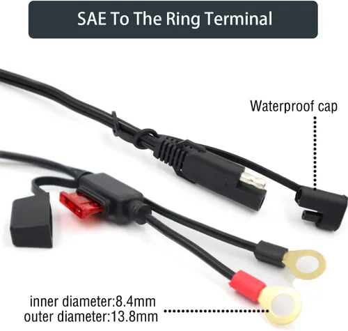 Miniatura 3 de iMESTOU Arnés de terminal SAE a junta tórica de 2 pines, enchufe de desconexión rápida, cable de carga de desconexión rápida SAE para motocicleta