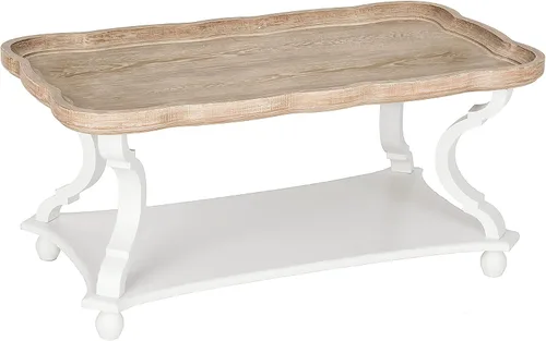COZAYH Mesa de centro rústica Cottagecore, con bandeja natural, para la familia, comedor o sala de estar, espacios pequeños, acabado hecho a mano,