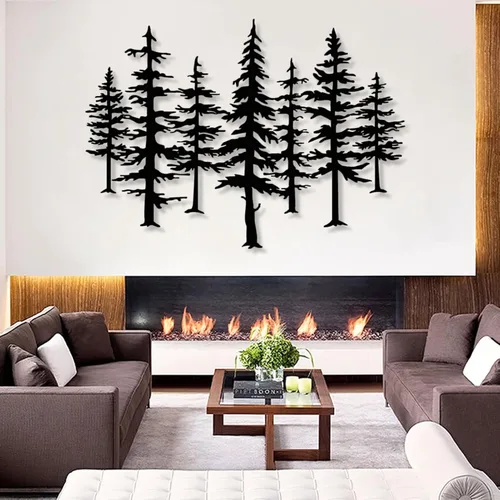 Arte de pared de metal de pino, arte de pared de metal de pinos grandes, arte de pino metálico, decoración de pared de pino minimalista de metal,