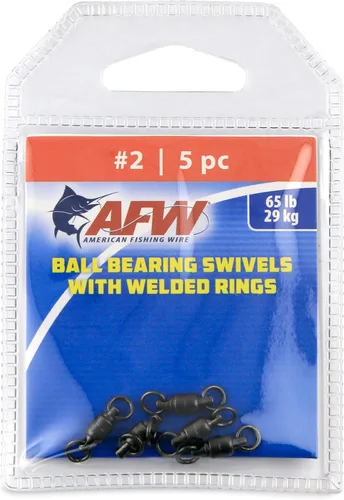 Miniatura 15 de AFW Solid Brass Ball Bearing Fishing Swivels with Double Welded Rings - Patented Bullet Shaped Head for Reduced Water Resistance, Black Finish