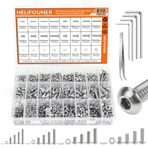 Miniatura 18 de HELIFOUNER 120 piezas M6 x 0.394 in /0.472 in /0.630 in /0.787 in /0.984 in /1.181 in /1.378 in, cabeza hexagonal, tornillos, arandelas, tuercas