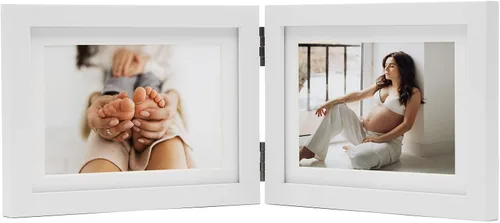 Miniatura 34 de Marcos de Fotos Dobles 4x4 con Bisagras Plegables en Negro para Colgar en la Pared o Poner en Mesa, Hechos de Madera de Pino con Vidrio Real P-44 *