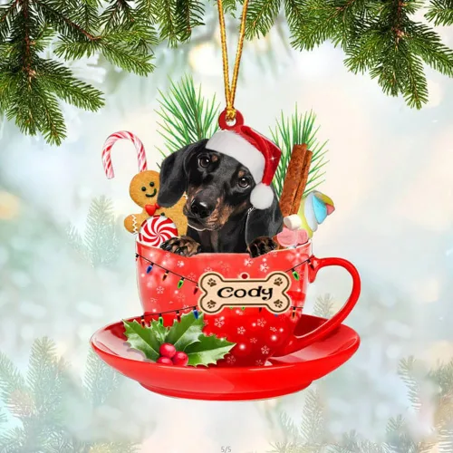 Miniatura 90 de NAZENTI Adorno personalizado de Alaskan Malamute en taza roja, adorno de Navidad personalizado para perros amantes de las mascotas, colgante