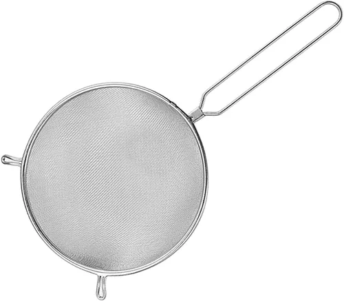 Miniatura 3 de Luxshiny Cuchara coladora de malla de acero inoxidable con mango largo de 14.76 pulgadas de una sola capa para servir alimentos, cuchara coladora